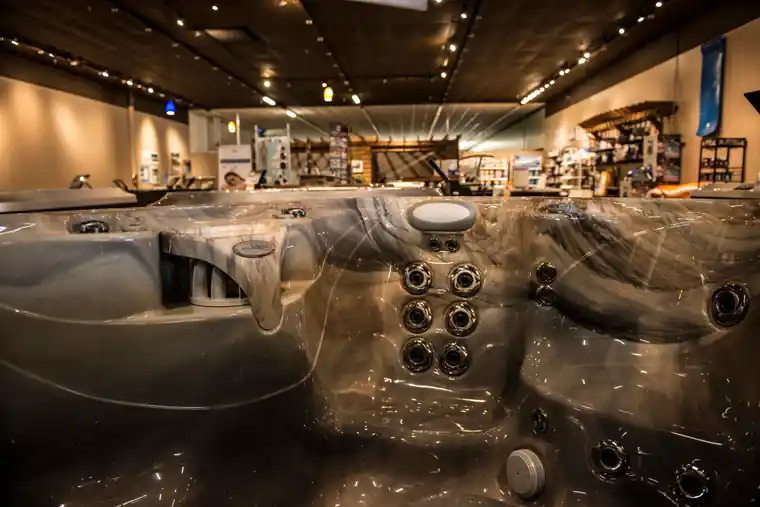 Close detail of the jets inside a Jacuzzi hot tub